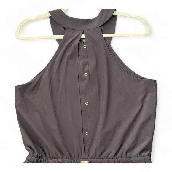 Athleta Mercer Wide Leg Cropped Halter Style Jumpsuit Back Cut Out Black 8 - Picture 6 of 12